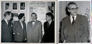 Kate Mendel with colleagues before the wedding, 1948 (left), Herbert Katzki after the marriage, 1953 (right)